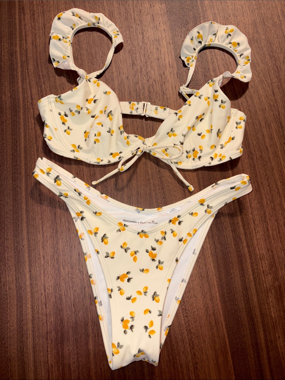 Abercrombie & Fitch Cream Bikini with Yellow Lemon Print